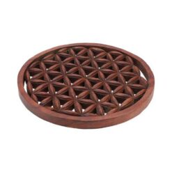 Colgador Madera oscura Flor de la Vida 40CMS