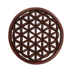 Colgador Madera oscura Flor de la Vida 40CMS