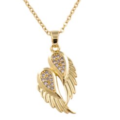 Colgante Acero Dorado Alas Circonitas Blancas