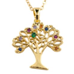 Colgante Acero Dorado Árbol de la Vida Circonitas