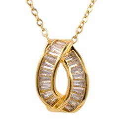 Colgante Acero Dorado Circonitas Blancas