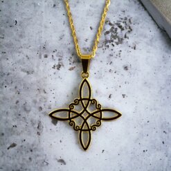 Colgante Acero Dorado Nudo Brujas  REF 290 Mod 11