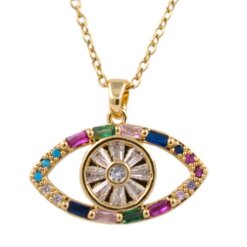Colgante Acero Dorado Ojo Circonitas Colores