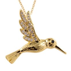 Colgante Acero Dorado Pájaro Circonitas