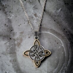 Colgante Acero Gris Puntas oro Nudo Brujas 290-08