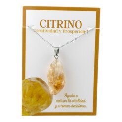 Colgante Acero Mineral Bruto Citrino REF 4
