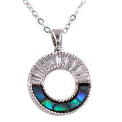 Colgante Acero Plateado Circonitas Nacar