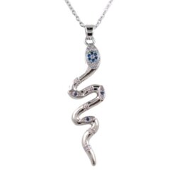 Colgante Acero Plateado Serpiente Circonitas
