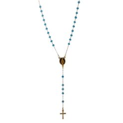 Colgante Acero Rosario AZUL 3mm - DORADO