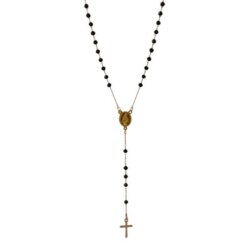 Colgante Acero Rosario NEGRO 3mm - DORADO