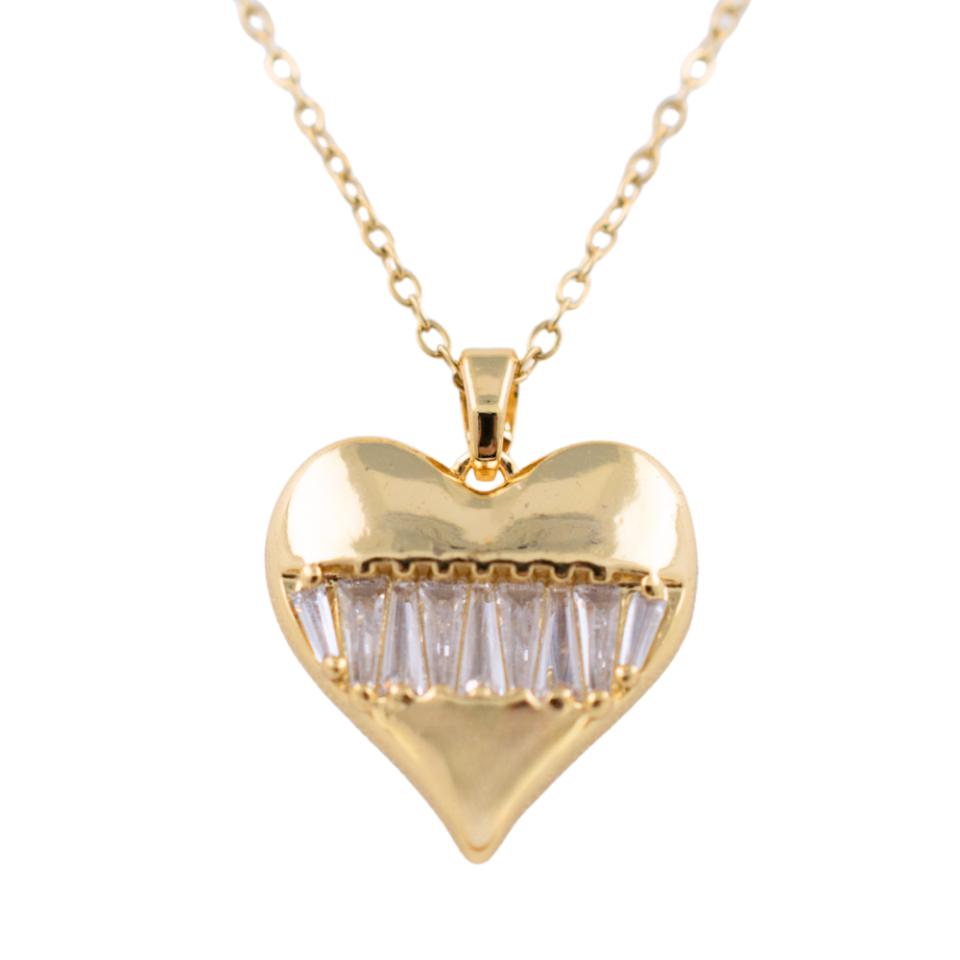 Colgante Acero dorado Corazón circonita Mod 15