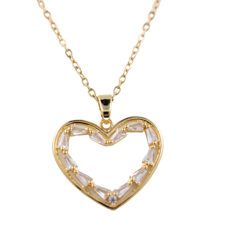 Colgante Acero dorado Corazón circonita Mod 18