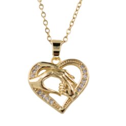 Colgante Acero dorado Corazón manos circon Mod 21