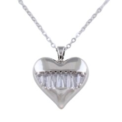 Colgante Acero plateado Corazón circonita Mod  14