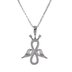 Colgante Acero plateado Infinito alas circonitas