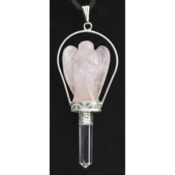 Colgante Angel con Punta Cuarzo Rosa