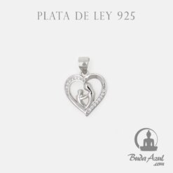 Colgante Plata CORAZON CIRCONITA MAMÁ BEBÉ REF 490