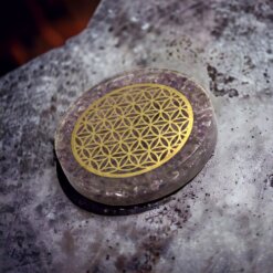 Disco Flor de la Vida Orgonita 9 cm - Amatista REF