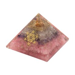 PIRAMIDE ORGONITA METATRON CUARZO ROSA - AMATISTA