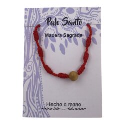 PULSERA 7 NUDOS CON UNA BOLA PALO SANTO - ROJA