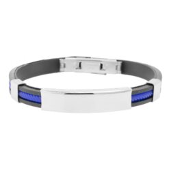PULSERA ACERO POLIPIEL MOD 2 COLOR AZUL