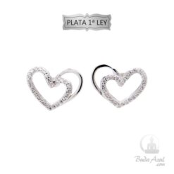 Pendientes PlataLey Doble Corazón Circonita REF390