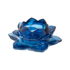 Portavela cristal loto azul