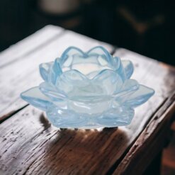 Portavela cristal loto celeste