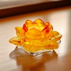 Portavela cristal loto naranja