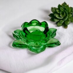 Portavela cristal loto verde