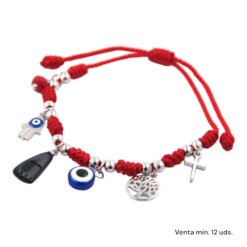 Pulsera 7 nudos roja con diges acero REF  E5797-4