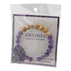 Pulsera Mineral Amatista con Palo Santo REF  7