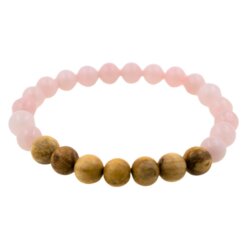 Pulsera Mineral Cuarzo Rosa con Palo Santo REF  7