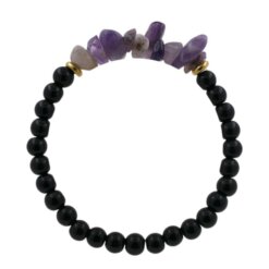 Pulsera Mineral Obsidiana Chips Amatista REF  4