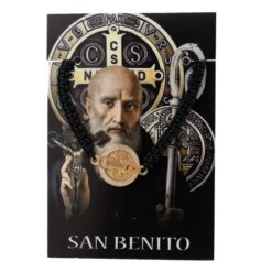 Pulsera Negra Tejida San Benito Blanco REF 3