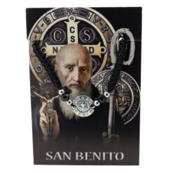 Pulsera Negra Tejida San Benito Brillantes REF 3