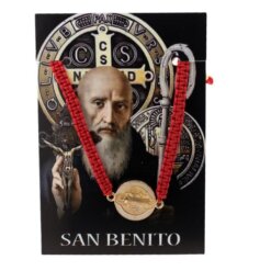 Pulsera Roja Tejida San Benito Blanco REF 3