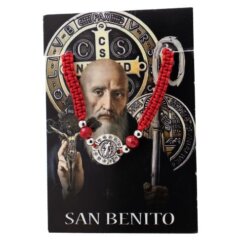 Pulsera Roja Tejida San Benito Brillantes REF 3