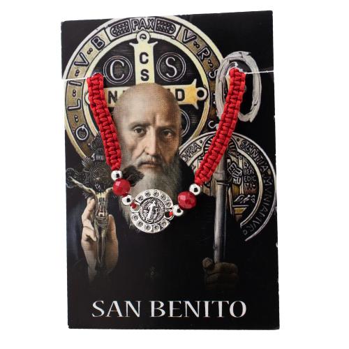 Pulsera Roja Tejida San Benito Brillantes REF 3