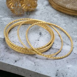 Pulsera Semanario Acero Dorado Lisa y Ondulada