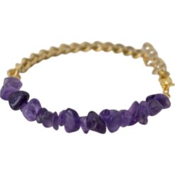 Pulsera acero dorado Chip minerales Amatista