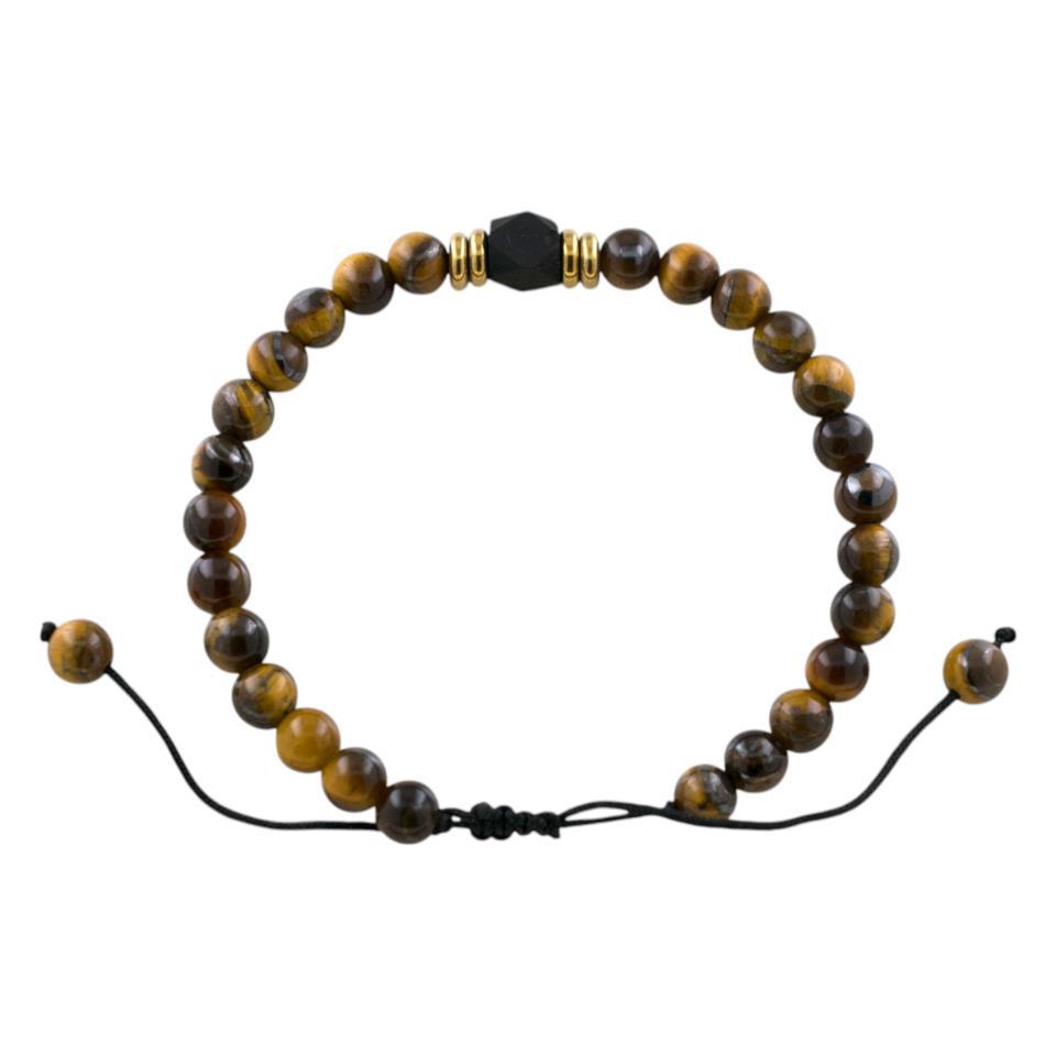Pulsera ajustable Ojo de Tigre con Azabache REF 6