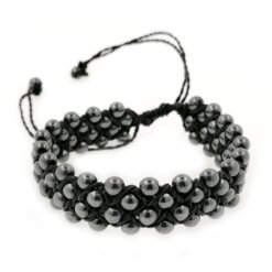 Pulsera de Cuerdas ajustable Color Negro con bolas