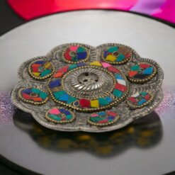 QUEMADOR CONO METAL LABRADO FLOR 10  MULTICOLOR