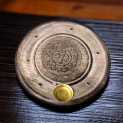 QUEMADOR INCIENSO MADERA REDONDO SIMBOLO OM