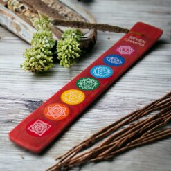 Quemador tablilla madera 7 chakras 065 - 03 ROJO