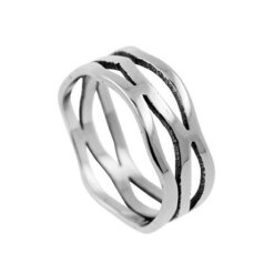 SET 12 ANILLOS DE ACERO - OLAS DE MAR