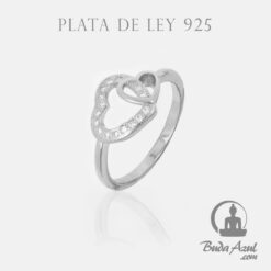 Anillo Plata DOS CORAZONES CIRCONITAS REF  590