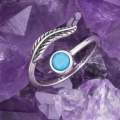 Anillo Plata PLUMA PIEDRA TURQUESA REF  490