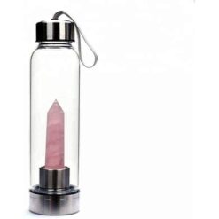Botella metal cristal con punta CUARZO ROSA